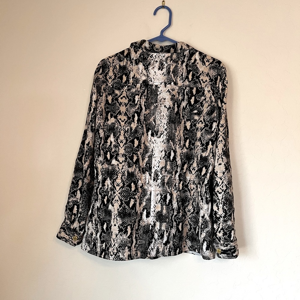 Calvin Klein snakeskin print jacket.